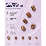 Maillard Brown Short Square‑Oval Press‑On Nails, 3D Flower & Metal Decor Retro Autumn Winter False Nails